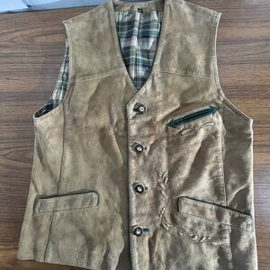 German Or Austrian Trachten Vest Suede leather  Bavaria Oktoberfest SZ 48